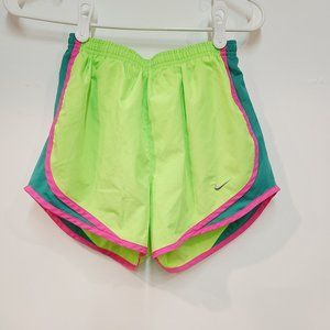 Nike Dri Fit Neon Hot Green & Pink Running Shorts Sz XS